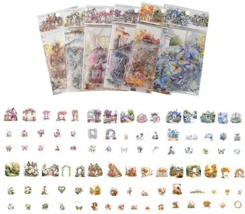 Naapesi 180 Feuille Autocollants Esthétiques pour le Jardin, Jardin Paysage Papier de Scrapbooking, Autocollant Scrapbooking Pet, Scrapbook sur le Thème du Jardin Floral pour Bricolage Agenda Album