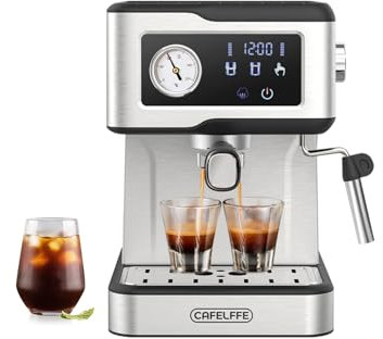 CAFELFFE Espressokaffeemaschine mit Milchaufschäumer und Dampfer, Espressomaschine mit 20 Bar Pumpendruck, Espressomaschine mit LCD-Touchscreen für den Barista zu Hause oder die Latte-Cappuccino-Masch