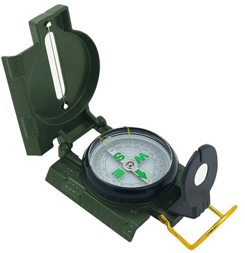 Militär Marschkompass mit Neigungsmesser & Nachtsicht | Wasserdichter Alu-Kompass mit Zielfernrohr, Vergrößerungslinse für Outdoor, Wandern, Bergsteigen, Camping