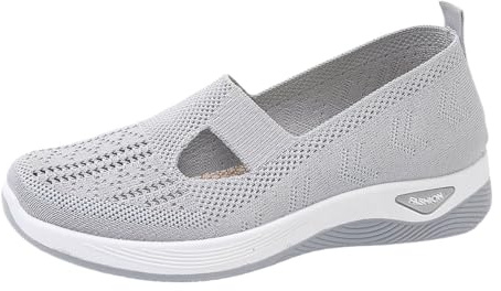 Ortopediska skor damer sommar bekväma diabetiker skor lätta andningsbara sneakers löparskor sneakers breda fötter slide sportskor promenadskor hälsosko mesh tränare, 02 grå, 40 EU