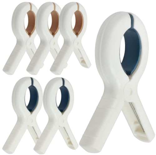 SWKJ 6 PCS Beach Towel Clips for Sun Loungers, Large Beach Towel Pegs, Non-Slip Sunbed Towel Clips, Strong Grip Clothes Pegs for Sun Loungers, Laundry, Beach, Pool Chairs, Sunbeds