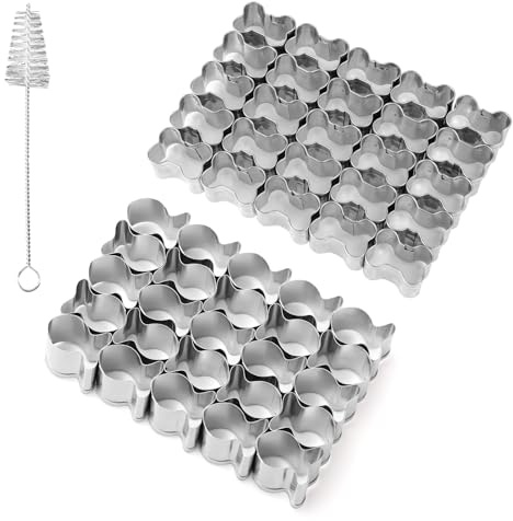 2pcs Stainless Steels Small Cookie Cutters, Gold Fish & Dog Bone Cracker Cutter Molds 50 Cavity for Mini Biscuits Animal-Shaped Cookies Snacks for Baking Non-Stick Dough