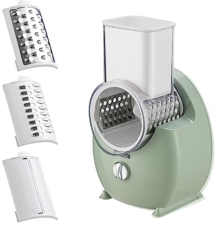 Rallador eléctrico recargable de queso y cortador de verduras, 3 cuchillas intercambiables para hacer ensaladas eficientemente, ideal para cocina, camping y restaurantes