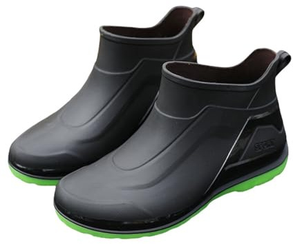 Stivali corti in gomma da uomo, leggeri e antiscivolo, suola spessa, scarpe da pesca, scarpe da lavoro, scarpe da giardino, verde, 43 EU