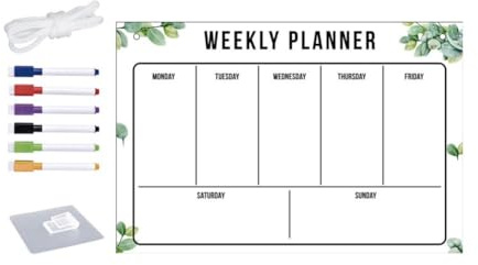 Gettimore Calendario acrílico de 30 x 20 cm, pizarra transparente de borrado en seco con 6 marcadores para organización en casa, oficina, aula