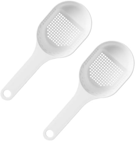 DIYEAH Lot de 2 Cuillères Passoires Multi-Usages en Plastique Blanc Tamis à Poudre Cuisine et Pâtisserie Ustensiles Légers et Pratiques pour Saupoudrer Farine Sucre et Épices