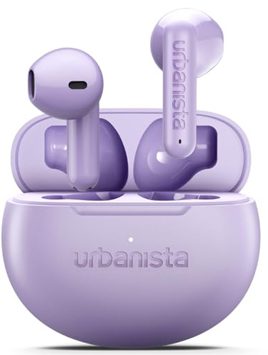 Urbanista Bluetooth In Ear Hörlurar Trådlösa, True Wireless Earbuds, Lila | Bluetooth 6.0 Earphones, Multipoint InEar Headphones, Bass Boost, 25h Batteritid, IPX4, USB-C, For iPhone & Samsung