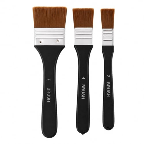 Juego de 3 Pinceles Planos para Pintura acrílica, tamaños 20 40 70 mm, cerdas de Nailon para Pintura al óleo Acuarela Barniz Cola y Manualidades