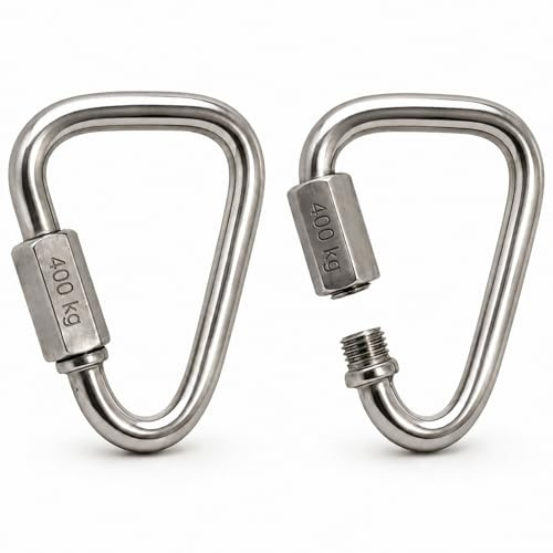 NEXAFIX Confezione da 2 Moschettoni Delta Acciaio Inox a Vite M6 – Ø 6 mm 400 kg WLL – Amaca Altalena Guinzaglio Cane Campeggio Zaino
