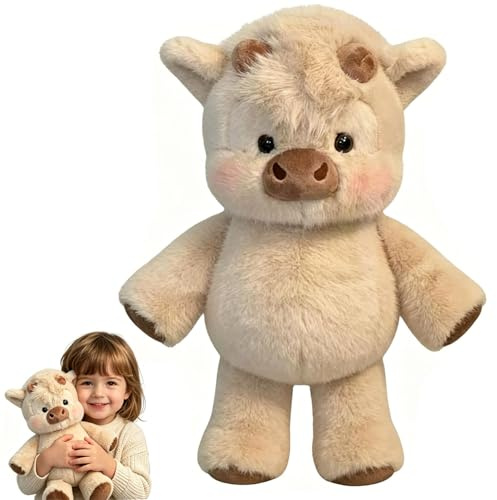 TaiXinYuly Jouet en Peluche Doux De Vache - 45cm Adorable Animal en Peluche De Vache Qui Court À Fourrure pour Soulager Le Stress, Jeune Bovin Peluches Animal, pour Maison Chambre Salon Canapé