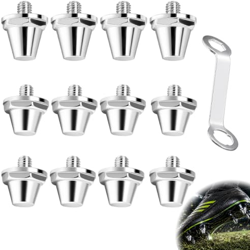 Wcawnlt Crampons à Vis, Crampons de Remplacement en Aluminium Haute Résistance, Kit 12 Pièces avec Clé, 8 x 11 mm + 4 x 13 mm, Accessoires pour Chaussures de Football