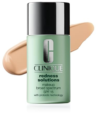Clinique Redness Solutions Liquid Foundation Makeup Broad Spectrum SPF 15 With Probiotic Technology For Redness-Prone Skin| Medium Coverage + Natural Finish, Calming Ivory, 1 Fl Oz