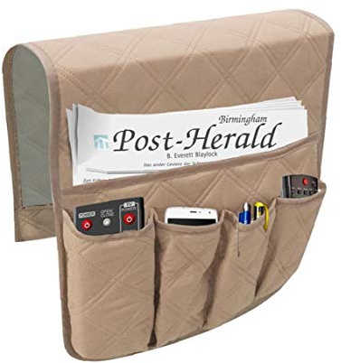 Lankater 1pc Sofá Sofá Silla Reposabrazos Organizador, 5 Bolsillos Bolsa De Almacenamiento Sillón, De La Tableta, Teléfono, Teléfono, Libro, Revistas, Televisión por Control Remoto