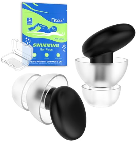 Fitciz Swimming Ear Plugs for Kids (Age 10+), Earplugs Swimming with Delicate Case, Reusable Comfortable Waterproof Silicone Ear Plugs for Swimmer (Size Small, Pairs*2)