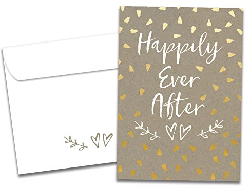 Tree-Free Greetings Wedding Greeting Card - Unique Congratulations Design Inside & Out - 1 Card + Matching Envelope, 5 x 7 - Happily Ever After (GO61250)