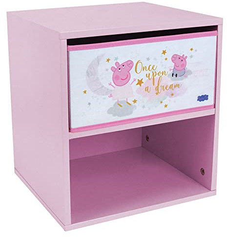 Fun House Enfant 713497 Peppa Pig Nachttisch mit Schublade, H 36 x B 33 x T 30 cm, Weiß