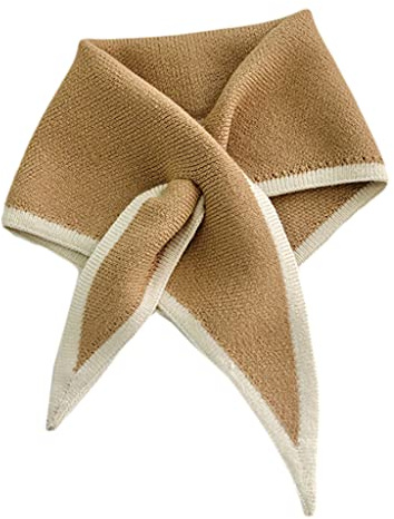 Max-Tonsen Triangle Scarfs For Women Neck Scarf For Women Cross Scarf For Women Korean Version Knitted Wool Collar Cross Scarf,Mini Scarf,Khaki