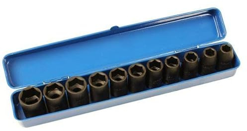 US PRO Tools 11PC 1/2 DR 6 Point Shallow Impact Metric Socket Set 10-21mm 3926