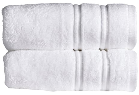 Christy Antalya Hand Towels | Set of 2 | 100% Turkish Cotton | 600GSM | Soft Plush Luxury Towel Set | 50cm x 90cm | Quick Dry | White