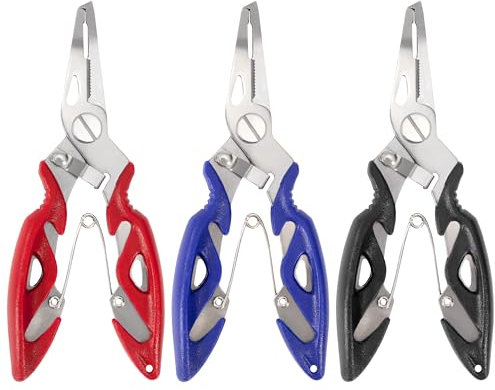 AYMQC Alicates de Pesca de Acero Inoxidable Removedor de Anzuelos Tijeras de Pesca Multifuncional Cortador de Hilo de Pesca Abridor de Anillos Divididos 3 Piezas