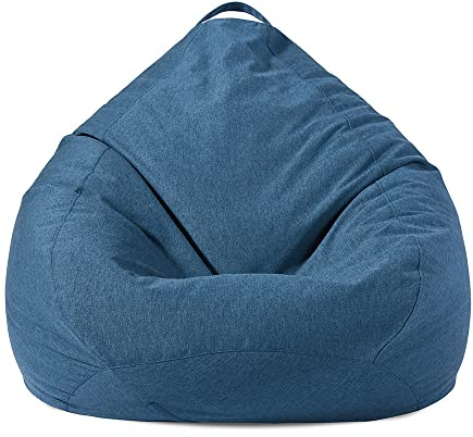 DOTBUY-SHOP Pouf Poltrona a Sacco Gigante,Moda Tinta Unita Bean Bag Bambini & Adulti (Senza Imbottitura), Morbido e Accogliente Puffo per Sedersi Poltrona da Lettura per Soggiorno (Blu Scuro,M)
