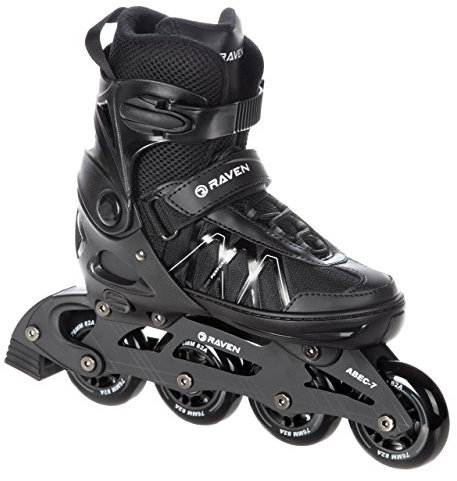RAVEN Expert Inline Skates Inliner für Kinder und Erwachsene verstellbar (Black, 43-46 (28-30,5cm))
