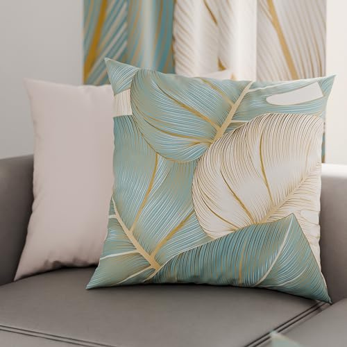 PETTI Artigiani Italiani - Coppia di Federe Cuscino 50x50 cm in Microfibra, Cuscini Arredo Camera da Letto, Divano, Salotto, Set 2 Fodere Copricuscino, Federa Tropical Celeste O, 100% Made in Italy