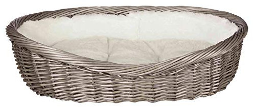 Trixie , Hund , 28202 Weidenkorb mit Bezug und Kissen, Stoff , 60 cm, grau