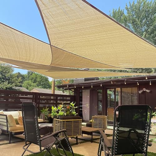 LOVE STORY 12' x 12' x 12' Triangle Sand Sun Shade Sail Canopy UV Block Awning for Outdoor Patio Garden Backyard