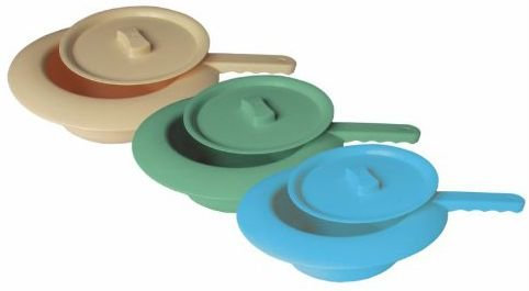 Pflegehome24® Stechbecken, blau aus Kunststoff mit Deckel - Bettpfanne Steckbecken Schieber