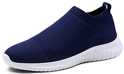 TIOSEBON Women's Walking Slip On Sneakers Sock Knit Lightweight Sneakers 5 US Navy