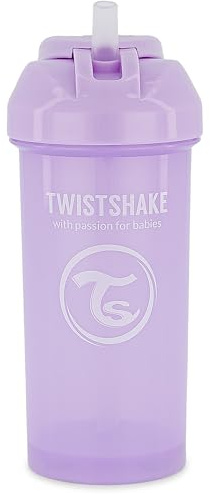 Twistshake Tasse de Paille 360 ml – Gobelet Bébé avec Paille Anti-Fuite – Bouteille d’Eau Anti-Déversement pour Tout-Petits – Tasse de Sevrage Sans BPA – Violet