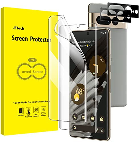 JETech Schutzfolie für Google Pixel 7 Pro mit Kameraschutz, Flexibler TPU Folie, Fingerabdruck-ID Kompatibel, HD Klar, 2 Stück Jeweils