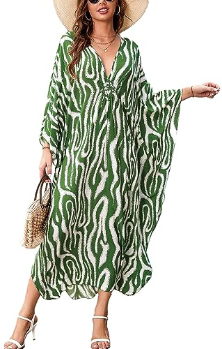 L-Peach Femmes Caftan Maxi Surdimensionné Chemise de Nuit Bohemian Kimono Vêtements de Nuit Biniki Couverture Ups Sarong Paréo