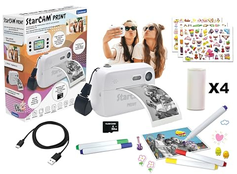 Lexibook StarCAM Print, Camera Pack with Instant Printer, Photo and Video Function, 32GB SD Card and Photo Personalization kit Included, DJ150