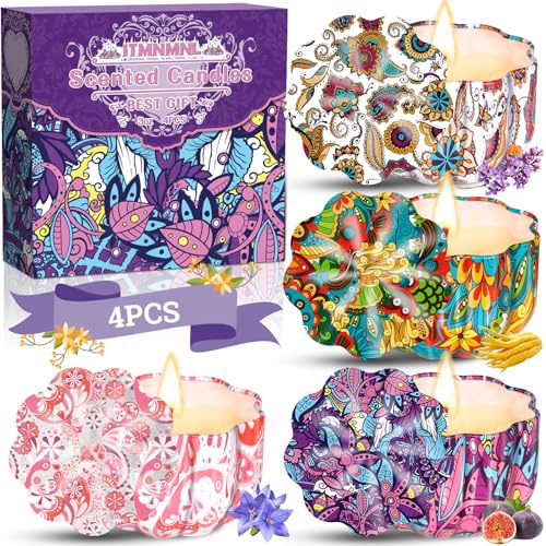 ITMNMNL 4Pcs Candela Profumata, Set Candele Profumate per Bomboniere e Regalo, Offerta per Compleanno e Decorazioni Madre Natale