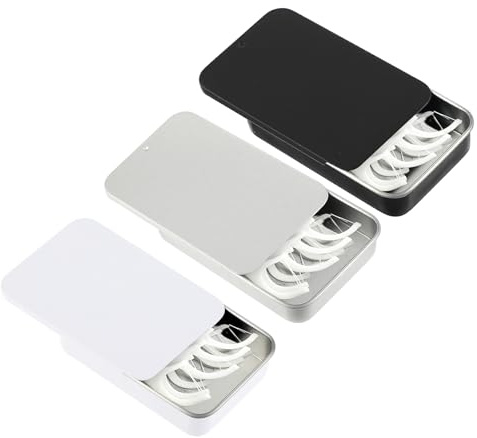 3 Pcs Small Dental Floss Case Metal Portable Compact Pick Dispenser Tin Sliding Refillable Flosser Organizer Box Mini Holder for Pill Oral Care Travel Hotels Dating Dinners Teeth Cleaning