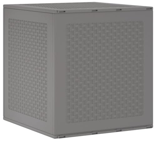 vidaXL Garden Storage Box Light Grey 55 x 53 x 57 cm Polypropylene, Garden and Terrace, Modern Storage Solution, Rectangular Patio Organizer, Multi-Purpose Weatherproof Outdoor Box