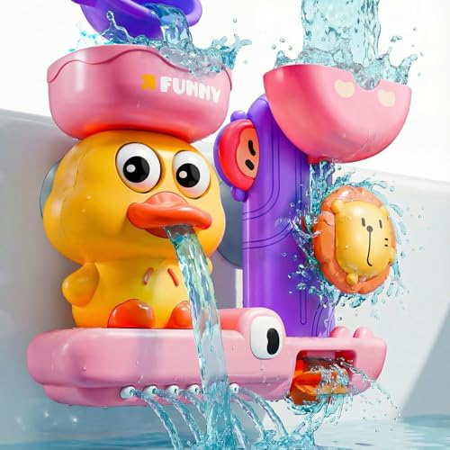 Toddler Bath Toys for 1 2 Year Old: Cute Duck Pink Toys for 1-3 Year Old Girls Gifts - Kids Bath Toy for Girl Age 2-4 - Baby Bath Toys for 18+ Months