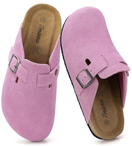Tmaza Mules et Sabots Femme Chaussons Pantoufles Tendance en Daim Antidérapants Chaussures de Jardin Rose 36