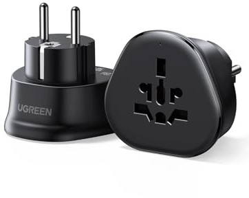 UGREEN Aadattatore Universale da Viaggio UK/US/EU a Tipo E/F EU, Adattatore da Presa per Regno Unito, USA, Canada, Cina, Australia, Italia, Svizzera, Spina Mondiale, Nero