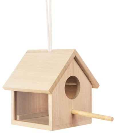 Quisiete Casas para Pájaros Al Aire Libre Casa para Pájaros de Madera Transparente para Exteriores, para Pájaros Colgante