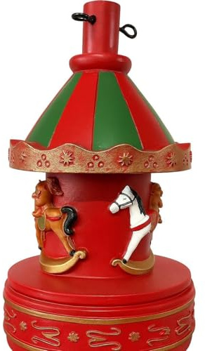 21 SHOP® Base Supporto Albero di Natale La Giostra Natalizia con Cavallucci Realistico, Resistente, Addobbo Festivo Attacco Universale Misura 20x20x32.5