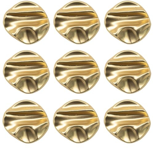 9 botones metálicos irregulares dorados de 23 mm – Botones decorativos de aleación de zinc, estilo vintage para coser, abrigos, chaquetas de punto, blazers, camisas y proyectos de manualidades (2)
