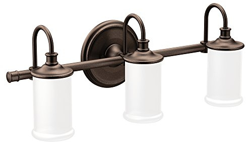 Moen YB6463ORB Belfield 3-Light Dual-Mount Bath Bathroom Vanity Fixture with Frosted Glass, Oil Rubbed Bronze