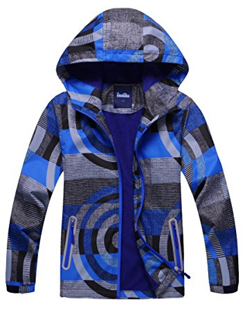 M2C Boys Hooded Full-Zip Windproof Fleece Lined Rain Jacket 7-8 Blue