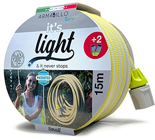 Idroeasy Armadillo 1/2 Superlight 15 metri, Tubo Acqua Super Leggero da Giardino Anti Nodo e Anti Torsione, Canna Irrigazione Giardinaggio