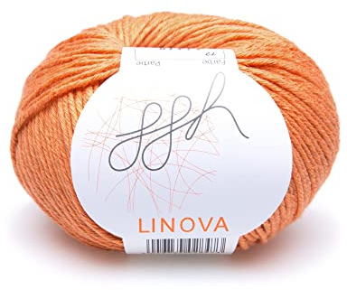 ggh Linova | Baumwolle mit Leinen Mischung | 50g Wolle zum Stricken oder Häkeln | Farbe 072 - Mandarine