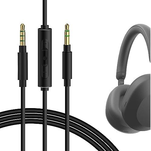 Geekria QuickFit Cable de Audio con Micrófono Compatible con Sony WH-XB910N XB900N 1000XM5 1000XM4 CH710N Auriculares,3.5mm Cable Estéreo de Repuesto con Micrófono en línea y Control de volumen(1.2 m)
