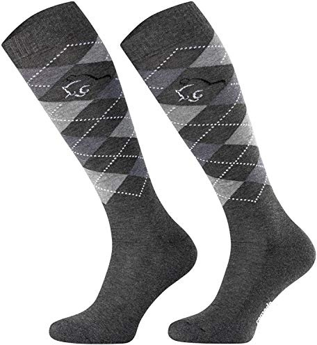 TODO Comodo Chaussettes d'équitation Carreaux STPDJ | Mi-Bas d'équitation | Coton Chaussette Equitation Femme, Enfant, Homme (STPDJ - RS24, 39-42)